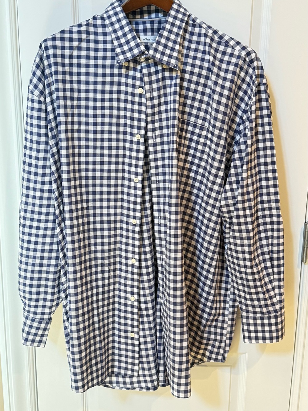 Peter Millar Navy & White Gingham Button-Down Shirt